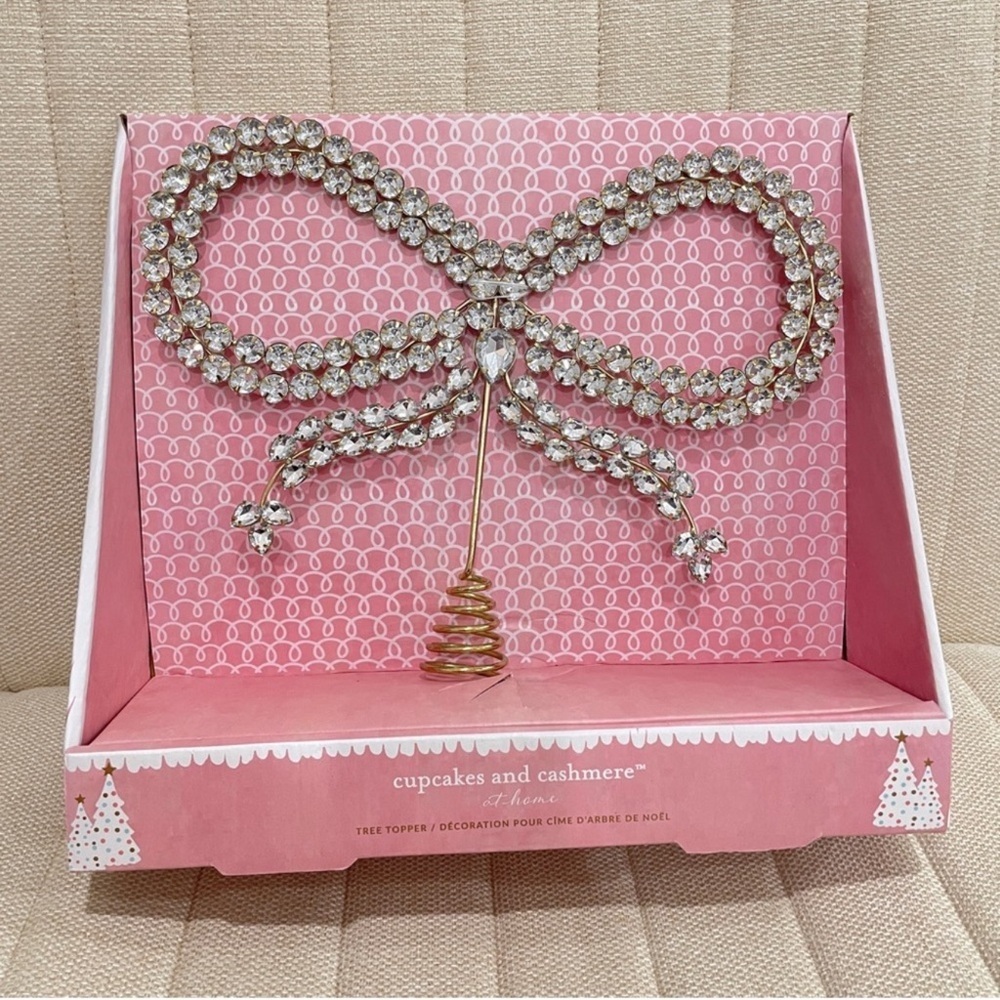 NEW Cupcakes and Cashmere Crystal Bow Tree Topper Gold Glam Holiday Decor NWT - Picture 7 of 9